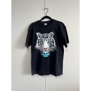 Vintage Rainforest Cafe Shirt Mens Medium Black White Tiger Tee T-Shirt Faded